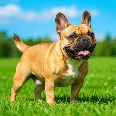 Happy French Bulldog with shiny coat